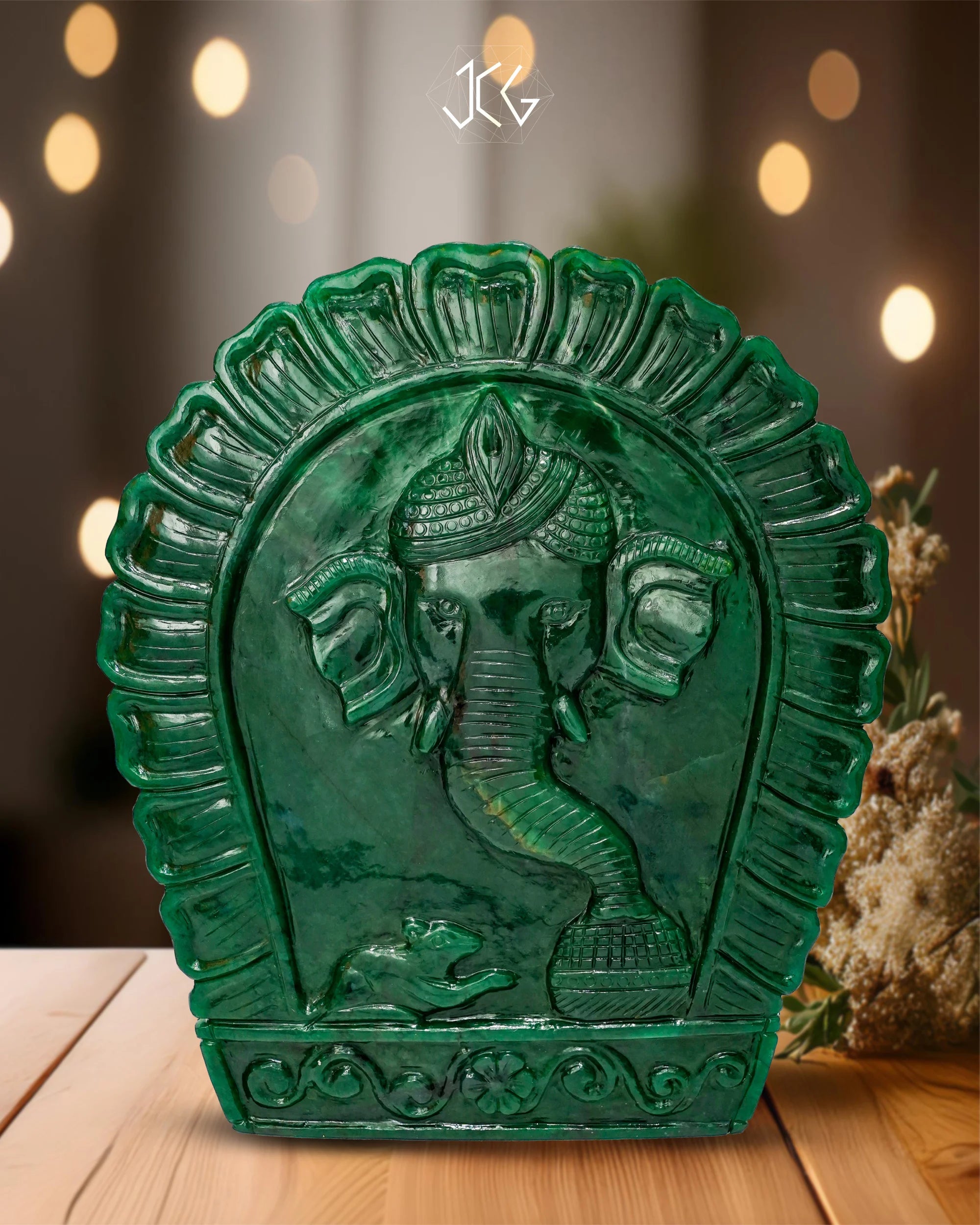 Green Jade Ganesha (Large) Jaipur Crystal Gems